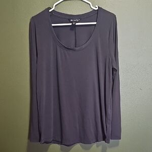 Athleta Scoop Neck‎ Long Sleeve Top Gray T-Shirt Womens Activewear